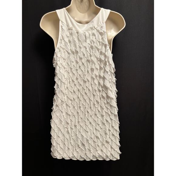 Dress Barn Beaded Ruffle Tank NWT Womens Large Ivory Sleeveless Boho Fairycore - Picture 7 of 11